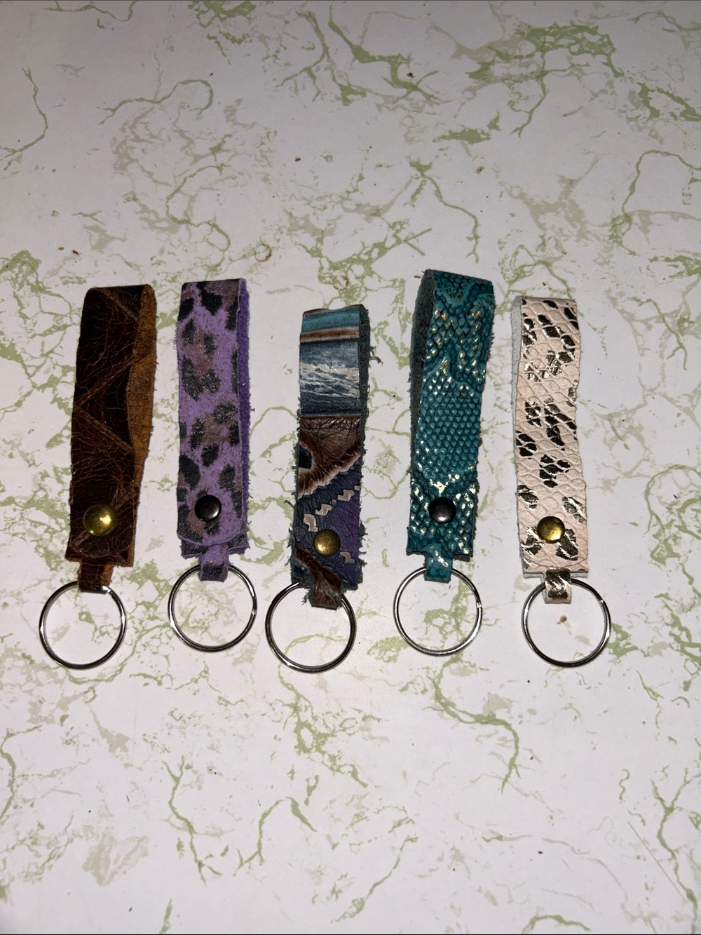 Leather Loop Keychain Set — Multicolor Women's Key Holders
